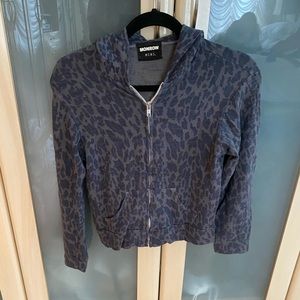 Monrow Kids Leopard Print Zip Up Hoodie Size 12